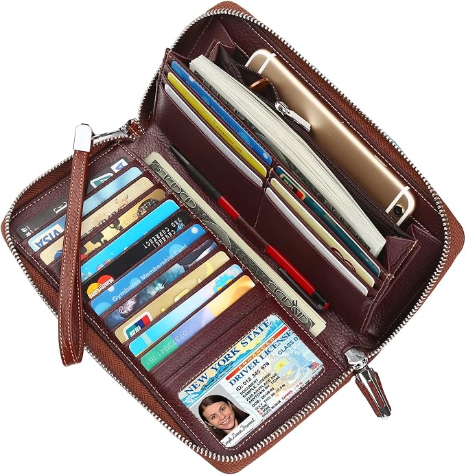 Lavemi Small Compact Women Wallet RFID Blocking Genuine Leather Bifold Purse with ID Windows