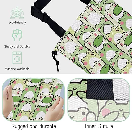 Cute Frog Car Garbage Bag,Waterproof Small Car Trash Bag Hanging Back of Seat,Drawstring Hanging Car Trash Bag with Adjustable Buckle for Car Accessories