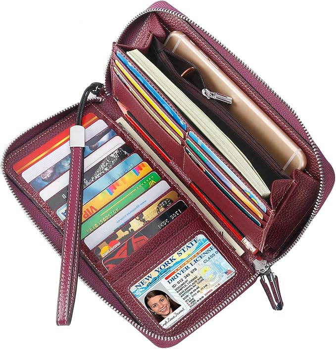 Lavemi Small Compact Women Wallet RFID Blocking Genuine Leather Bifold Purse with ID Windows