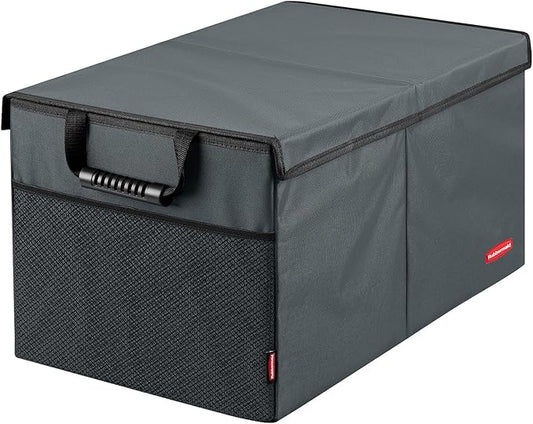 Rubbermaid Car Organizer, Collapsible Trunk Organizer, Multi-Compartment Car Storage Organization for Car Accessories, 2 Compartments With Cover, 21.65"*14.17"*12.2" - Gray