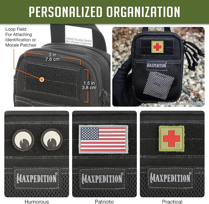MAXPEDITION Double-Decker Pocket Organizer, Tactical Tool Pouch for Organization, EDC Pouch for Everyday Carry