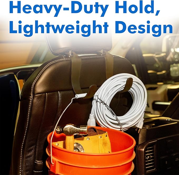Travel Depot XL Hard Hat Holder for Truck, Heavy-Duty Headrest Hooks, Seat Back Organizer for Hard Hats, Bags & Gear, Universal Truck & Car Headrest Organizer, 2-Pack