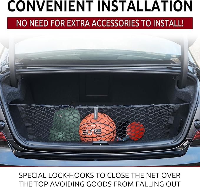 Envelope Style Automotive Elastic Trunk Mesh Cargo Net for Volvo S60 B5-2019-2025 - Premium Trunk Organizer and Storage - Luggage Net for Sedan - Car Organizer for Volvo S60 T8