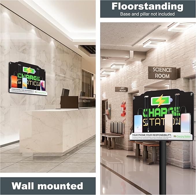 Wall Mount Charging Station with 8 Ports Phone Charger with Type-C,Android Port | Applicable for Applicable Airport Hospitals Banks Hotel and Public Places (Black)