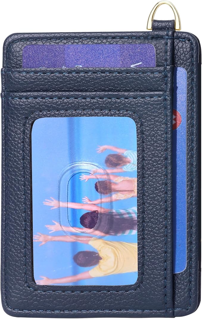 Badiya Credit Card Holder Slim Minimalist Wallet, Front Pocket Purse RFID Blocking Wallet Compact Card Case with ID Window for Women & Men