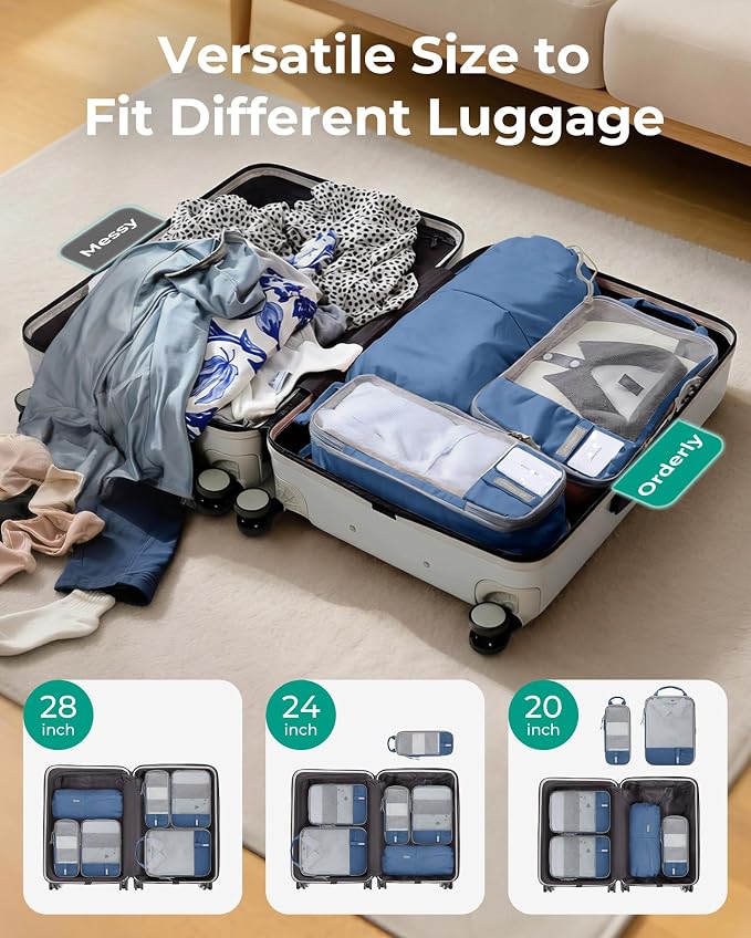 BAGSMART 6 Set /4 Set/2 Set Compression Packing Cubes for Travel, Lightweight Luggage Organizer Bags, Durable Space Saver Bags Travel Essentials