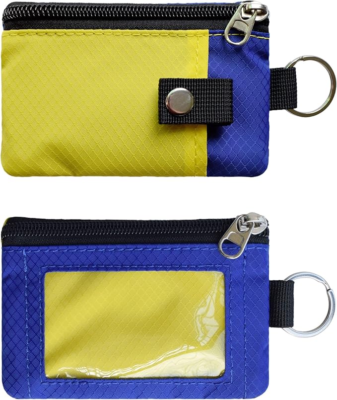 CHENSPRX Minimalist RFID Blocking Small Wallet with ID Window,WaterResistant Zip Id Case Wallet with Lanyard Keychain for Cards,Cash,Travel,Women,Men