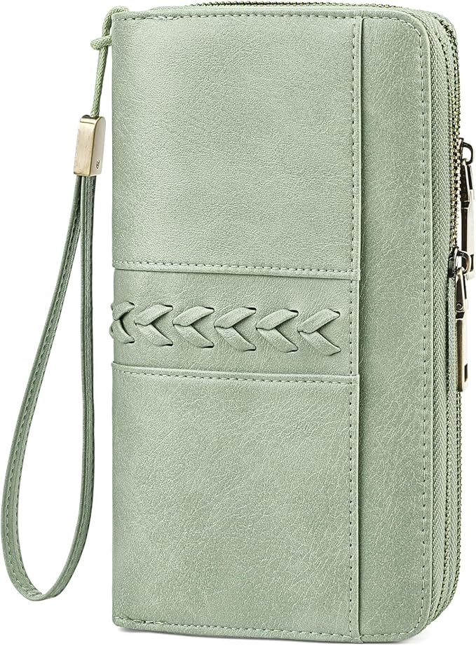 FALAN MULE Wallet for Women RFID Blocking Leather Large Capacity Zip Around Ladies Card Holdr Phone Purse Wristlet