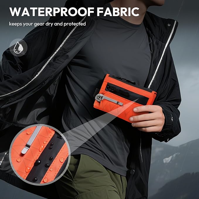 EDC Pouch RFID Blocking Tactical Zipper Wallet, Waterproof Wallet for Men (Holds 1–12 Cards)