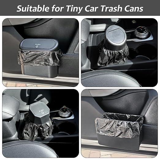 Accmor Mini Car Trash Can Bags for Auto Trash Bin, 120 Count Small Garbage Bags Organizer Tear-Resistant, Liner Refills (Vehicle Trash Can is not Included), Black