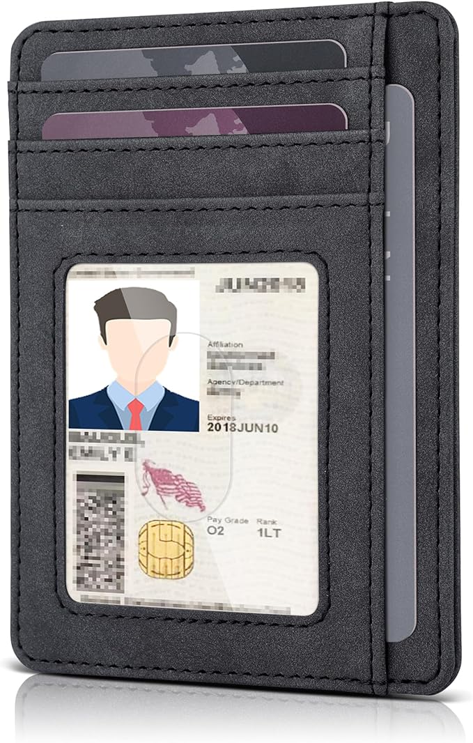 Teskyer Slim Wallet for Men, Minimalist Front Pocket RFID Blocking Leather Wallet Credit Card Holder for Men & Women