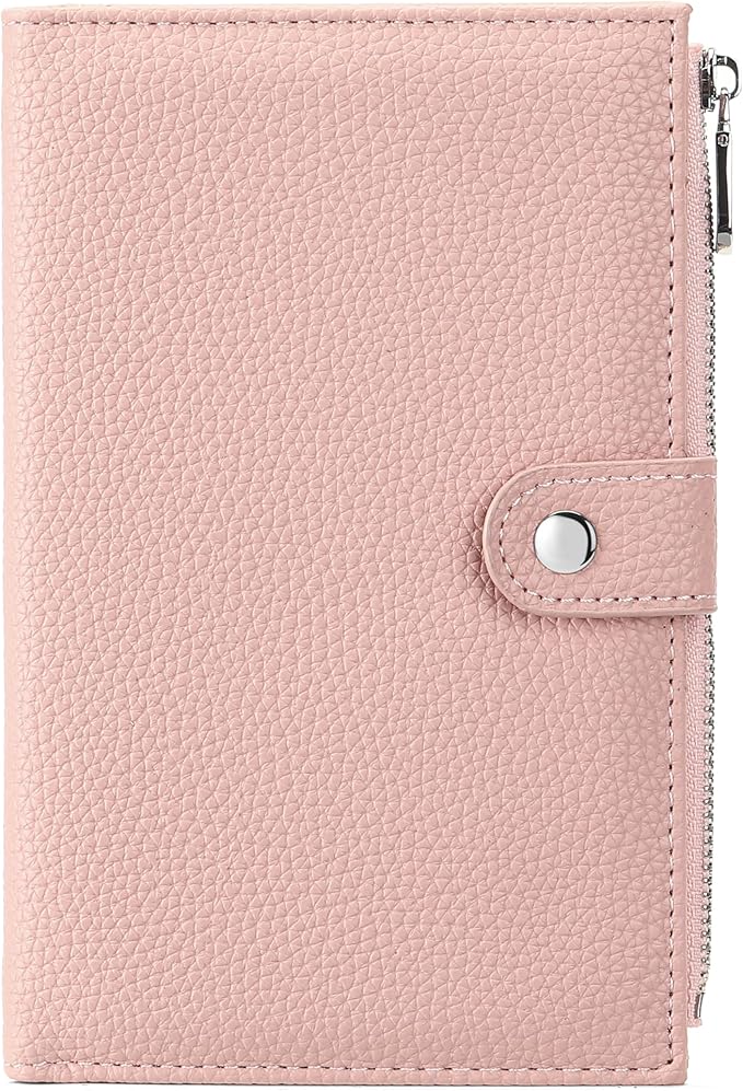 RNIEGA Passport Holder for Women Leather Passport Wallet for Travel RFID Blocking Passport Wallet Credit Card Holder with Zipper Pocket