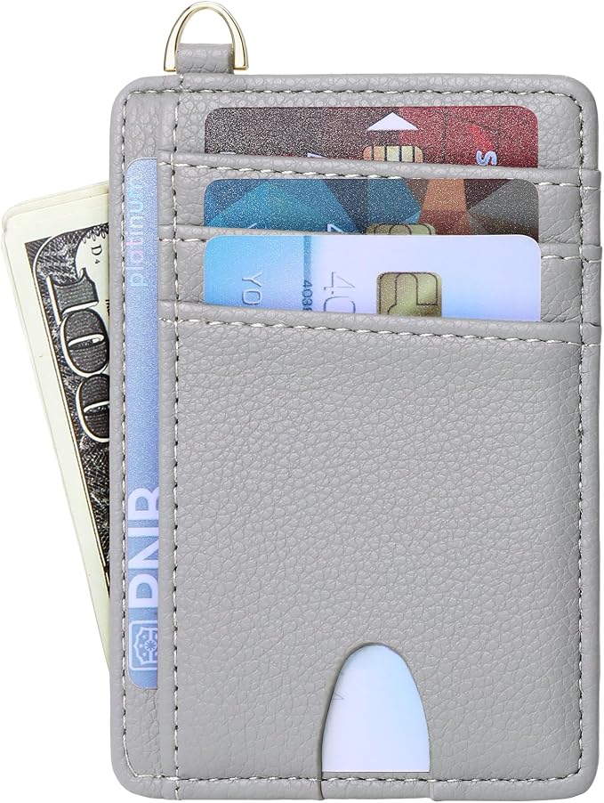 Badiya Credit Card Holder Slim Minimalist Wallet, Front Pocket Purse RFID Blocking Wallet Compact Card Case with ID Window for Women & Men