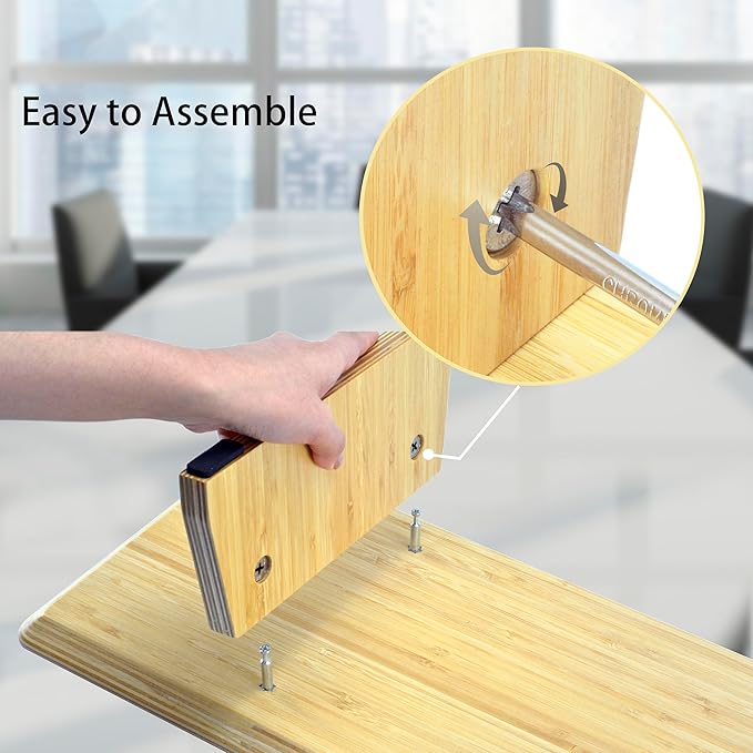 SAMDI Wooden Monitor Stand, Ergonomic Design, Suitable for Laptop, Computer, iMac, Desk with Table (Bamboo)