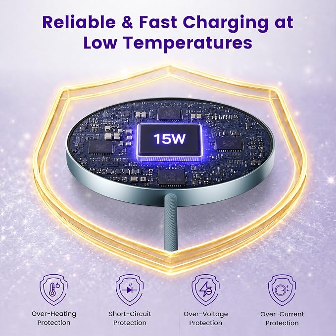 15W Wireless Charger for Apple MagSafe Charger, Magnetic Fast Charging Pad | Compatible for iPhone 17 16 15 14 13 12 Pro Max, AirPods-Slim Portable for Desk Bedside and Travel - 3 Pack, Blue