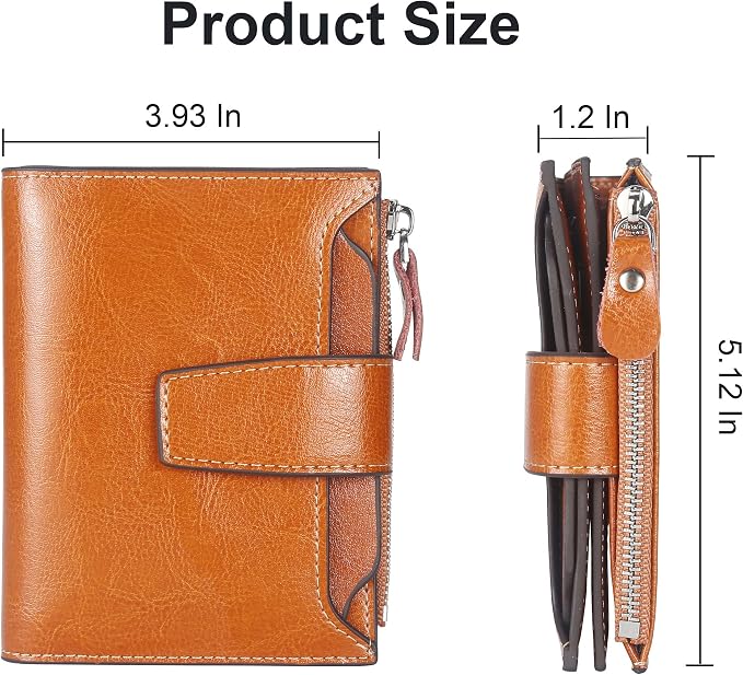 Lavemi Small Compact Women Wallet RFID Blocking Genuine Leather Bifold Purse with ID Windows