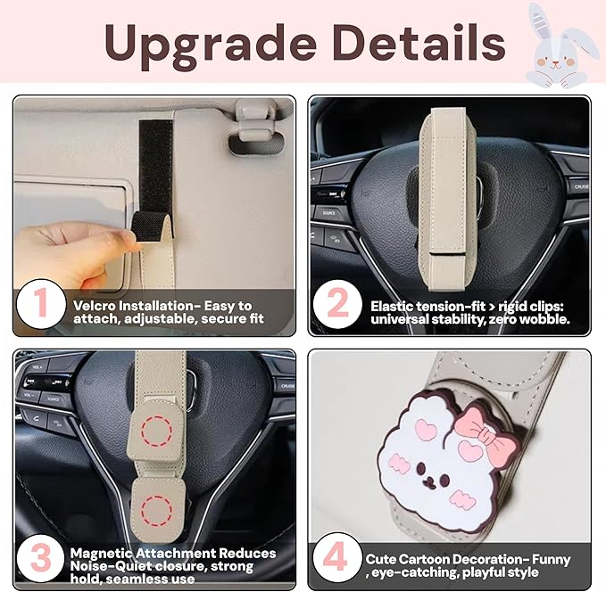Car Sunglasses Holder Eyeglass Clip with Sun Visor Storage for Cards Magnetic Eyewear Clamp Car Decor