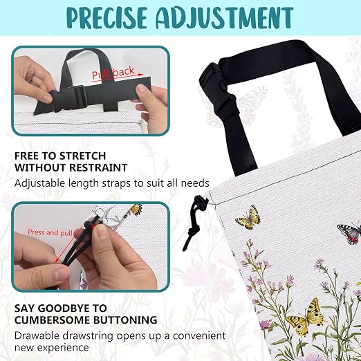 Car Garbage Bag Watercolor Butterfly Wildflower Drawstring Car Trash Bag Hanging for Back Seat with Adjustable Buckle Canvas Vehicle Trash Can Easy-to-Install