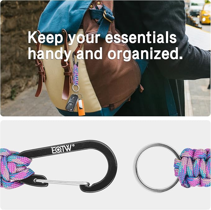 EOTW Carabiner Keychain,Paracord Keychain Small Aluminum Clip D Ring for Camping, Hiking, Fishing, Or As A Key Organizer
