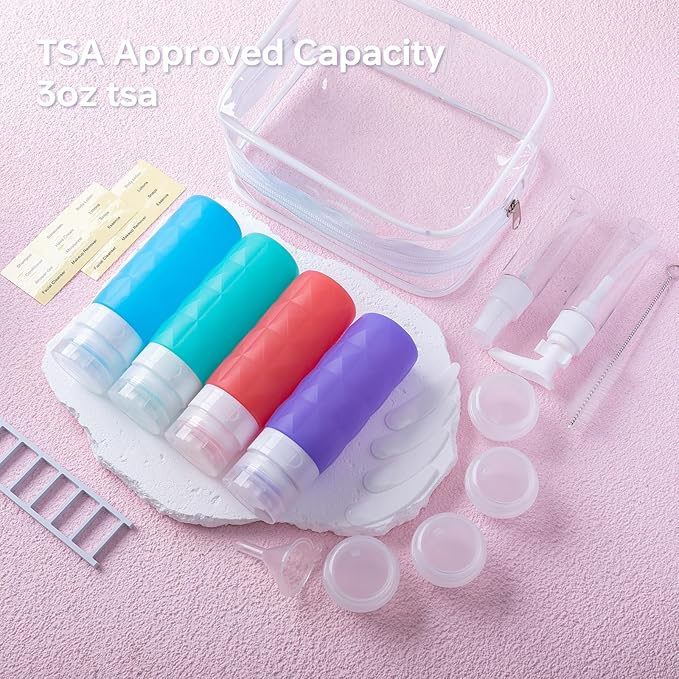 20Pack Travel Bottles Set,Leak Proof TSA Approved Travel Size Containers, Travel Essentials for Conditioner, Shampoo, Lotion & Body Wash Accessories (Dark Color) (Warm Color)