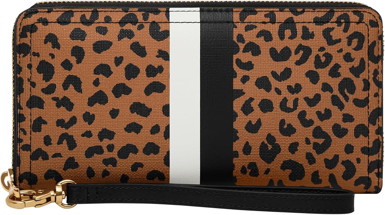 Fossil Women's Logan Leather RFID-Blocking Zip Around Clutch Wallet with Wristlet Strap for Women