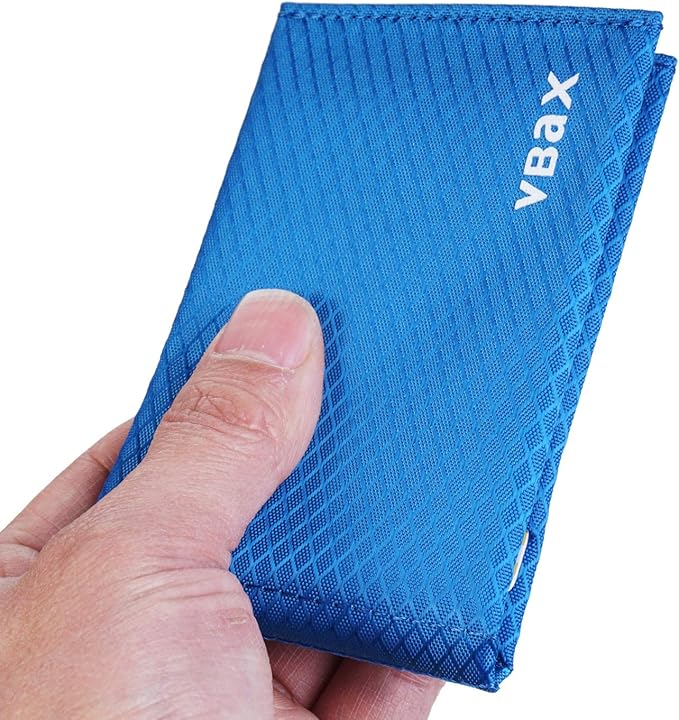 Minimalist RFID Blocking Slim Wallet for Men – Waterproof Microfiber Front Pocket Bifold Card Holder – Holds 10 Cards & Cash, Arctic Blue Edition