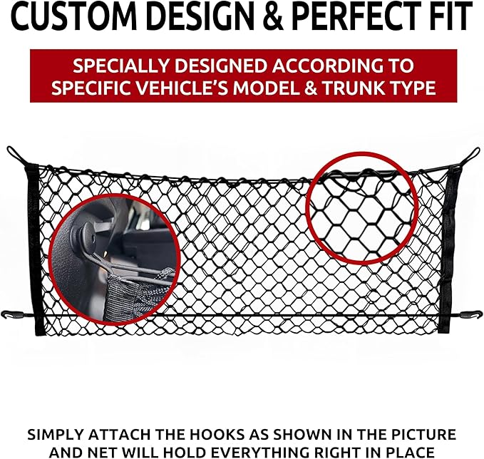 Envelope Style Elastic Trunk Mesh Cargo Net for Jeep Cherokee Latitude Limited 2019-2025 - Premium Trunk Organizers and Storage - Luggage Net for SUV - Best Car Organizer for Jeep Cherokee