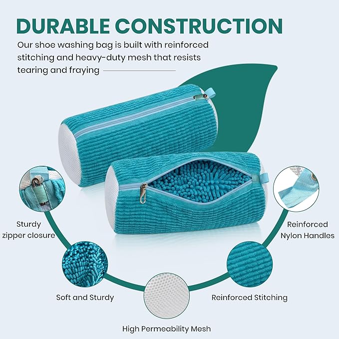 2 Pack Heavy Duty Shoe Wash Bags, 440g Reusable Sneaker Laundry Bags with Durable Zipper for Sneakers, Slippers & Boots – New2026