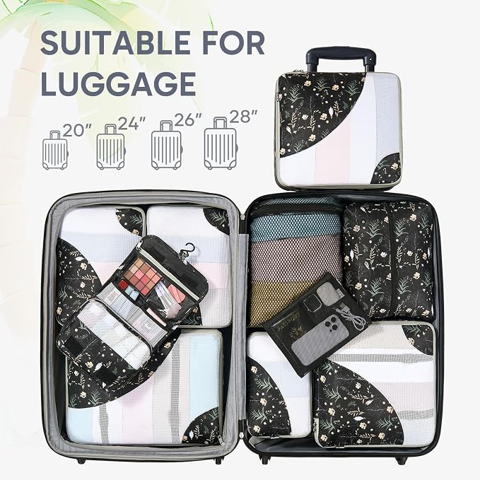 OlarHike 10 Set Packing Cubes for Travel, Gifts for Women Mom,Anti-Tearing Suitcase Organizer with Over 1000 pcs Mesh Holes,Vacation Essentials & Accessories for Cruise Ship