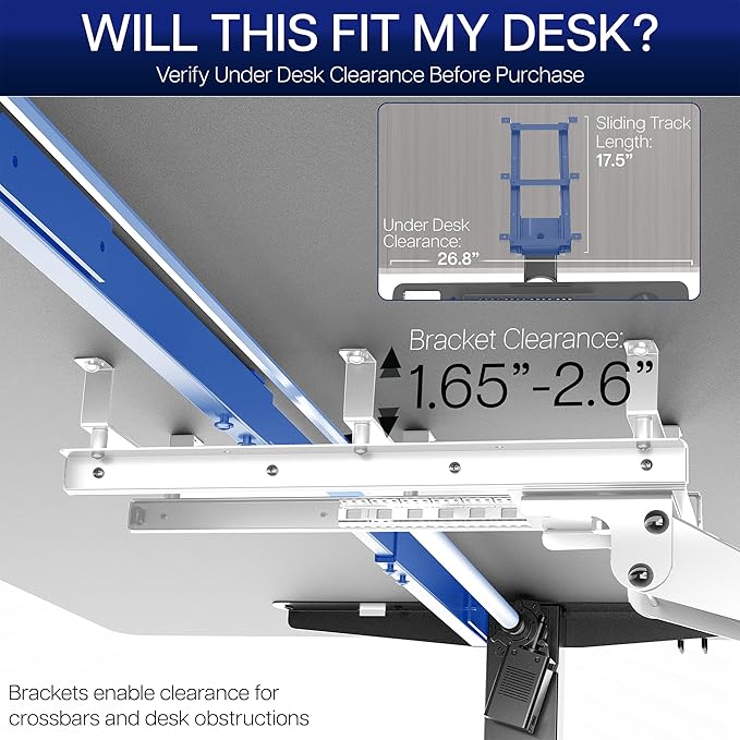 VIVO Premium Adjustable 27 x 11 inch Computer Keyboard and Mouse Platform Tray, Ergonomic Under Table Desk Mount Drawer with Padding, White, MOUNT-KB27P-W
