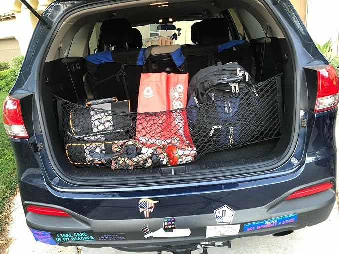 Trunk Organizer Cargo Net for KIA Sorento 2014-2026 – Envelope Style Cargo Net for SUV – Premium Mesh Elastic Car Trunk Organizer Vehicle Carrier Storage – Compatible with Sorento
