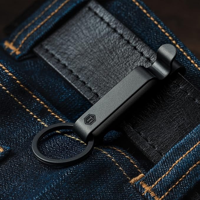 KeyUnity KM00 Titanium Belt Loop Keychain Clip Double Side Quick Release Key Holder with Detachable Key Ring