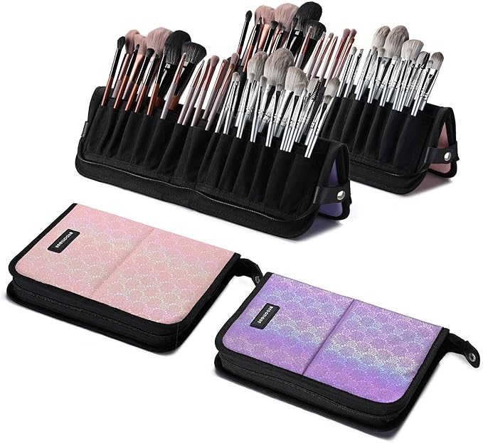 BYOOTIQUE Makeup Brush Holder Bag Foldable Cosmetic Case ForgetMeNot 2 Pack