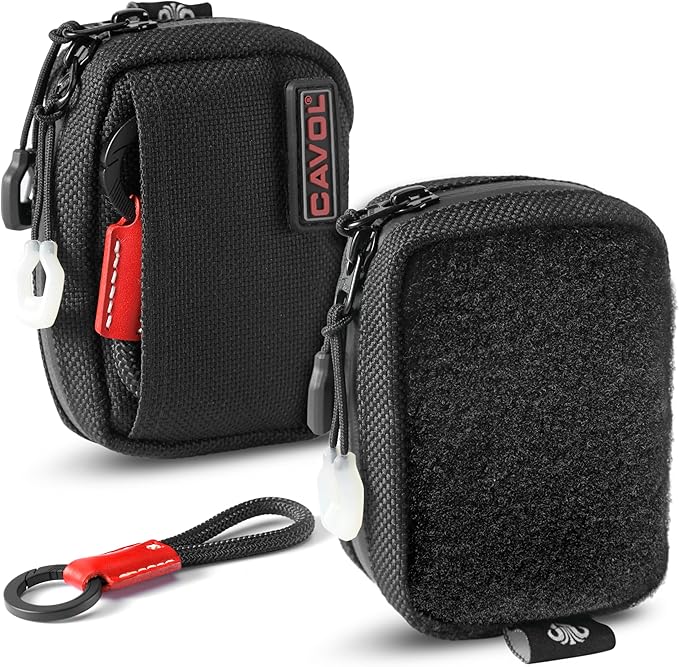 EDC Pouch,Nylon Pocket Organizer for 4.21" Folding Knife Sheath,Small Organizer Pouch Multitool Bags,GITD Drawstring and Titanium Keychain Accessories (patch not included)(Black)