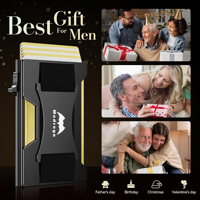 Smart Wallet for Men Slim Minimalist: Metal Pop Up Wallet - RFID Front Pocket Credit Card Holder - Gift for Male Husband at Anniversay Brithday