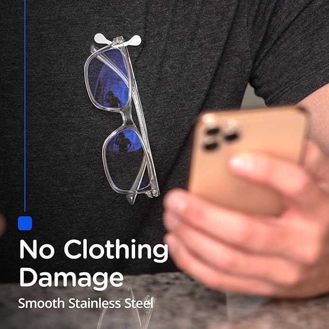 Readerest Magnetic Glasses Holder (3 Pack), Magnet Clip for Readers, Sunglasses & Work Badges for Men & Women, USA Made