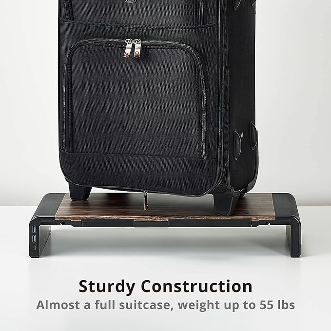 SIIG Computer Monitor and Laptop Stand Riser with USB Ports Width Adjustable on Both Sides - Support up to 55lbs (CE-MT2Q12-S1)