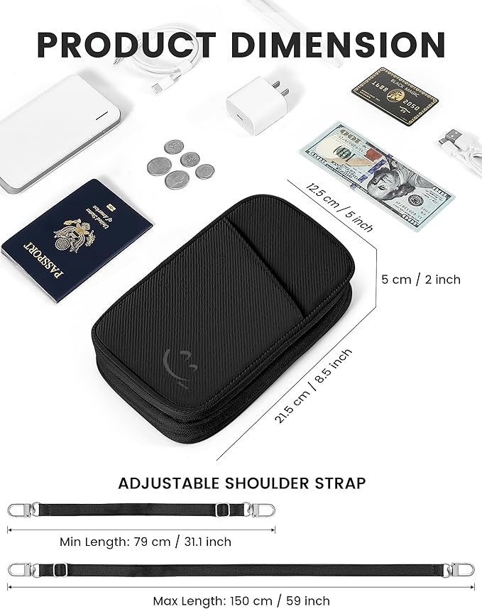 Travelkin 2-in-1 Passport Holder & Travel Organizer for Family with RFID Blocking, Multiple Passport Wallet for Men Women, Travel document holder for Credit Cards, Cash, and Electronic Essentials