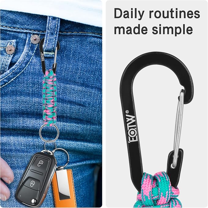 EOTW Carabiner Keychain,Paracord Keychain Small Aluminum Clip D Ring for Camping, Hiking, Fishing, Or As A Key Organizer