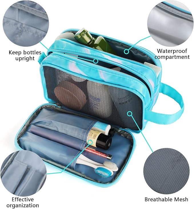 Teal Toiletry Bag for Girls, Travel Toiletry Bag for Teen Girls Cosmetic Bag Makeup Bag Waterproof Hanging Wash Bag Kids Toiletries, Green