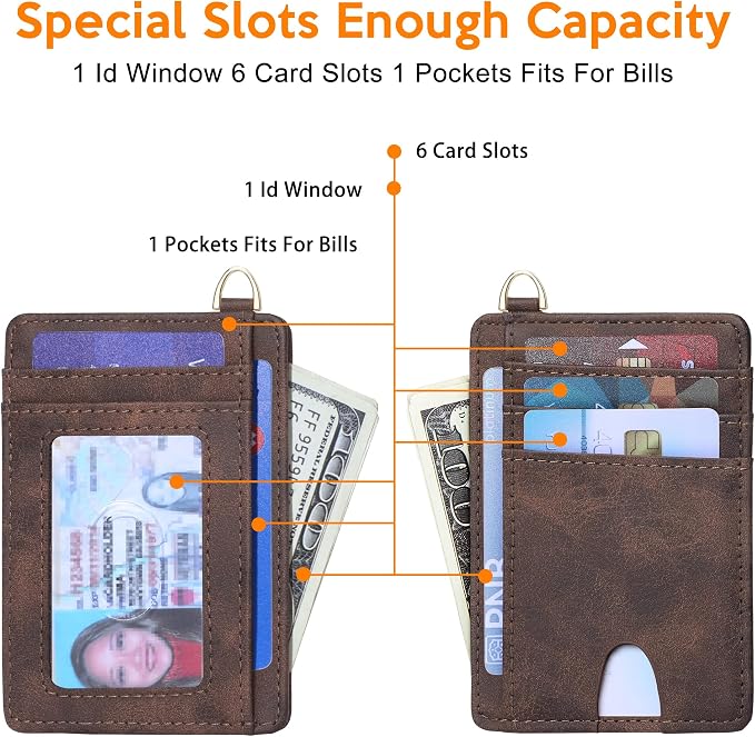 Badiya Credit Card Holder Slim Minimalist Wallet, Front Pocket Purse RFID Blocking Wallet Compact Card Case with ID Window for Women & Men