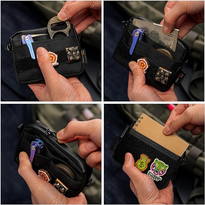 TACTICAL_GEEK Storage A3 EDC Pouch Organizer, Nylon Multi-Functional Utility Small Tool Pocket, Multi-Purpose Molle EDC Gadget Storage Pouch, Nylon Compact Organizer for Daily Carry Black