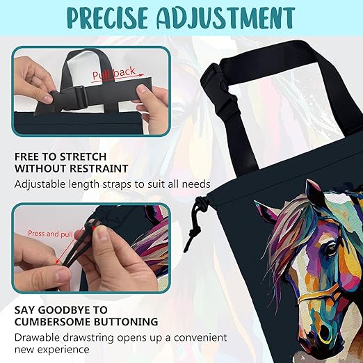 Car Garbage Bag Abstract Colorful Horse Drawstring Car Trash Bag Hanging for Back Seat with Adjustable Buckle Canvas Vehicle Trash Can Easy-to-Install