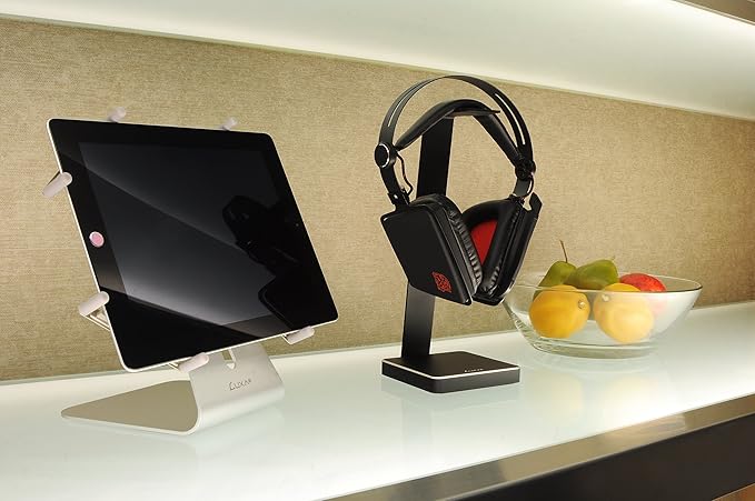 E-One Black Solid-Metal Aluminum Universal Gaming Headphone Stand/Hanger/Holder for Beats, Senheiser, Sony, Bose, Philips, Audio-Technica, Plantronics, Shure, Jabra, JVC, JBL, AKG, DJ, Gaming Headsets Display HO-HDP-ALE1BK-00