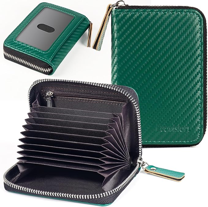 EcoVision Credit Card Holder RFID Card Case Wallet, Small Accordion Zipper Card Case Holder, Card Organizer Case for Women Men