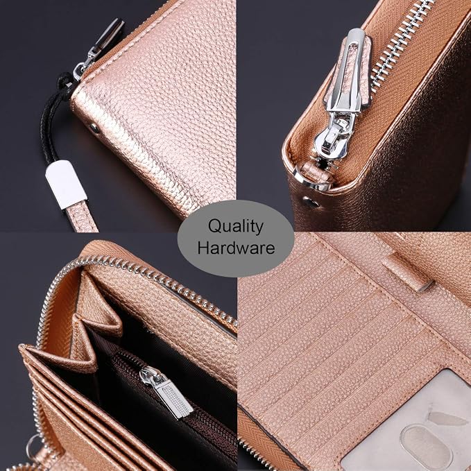Lavemi Small Compact Women Wallet RFID Blocking Genuine Leather Bifold Purse with ID Windows