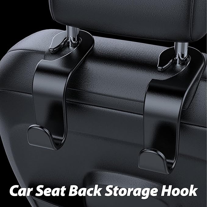 Car Seat Headrest Hook, Organizer Universal for Handbag/Purse/Gym Bag/Hat/Baby Gear/Groceries Car Accessories, Car Back Seat Headrest Hook (Black) (8)
