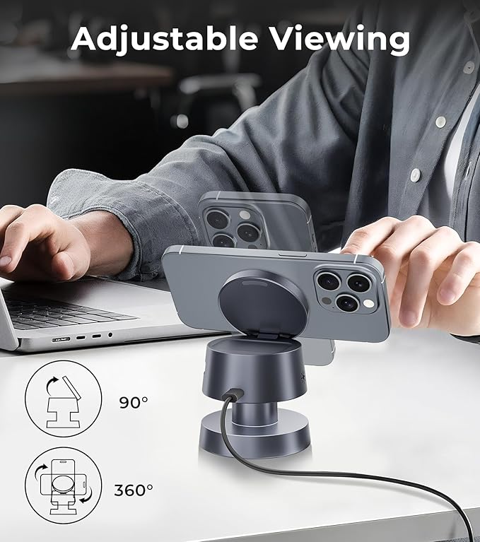 4-in-1 Magnetic Wireless Charging Station for iPhone 17/16/15/14 Pro Max, with Night Light Wireless Charging Station Fast Charging for Apple Watch, Earphones & Multiple Devices