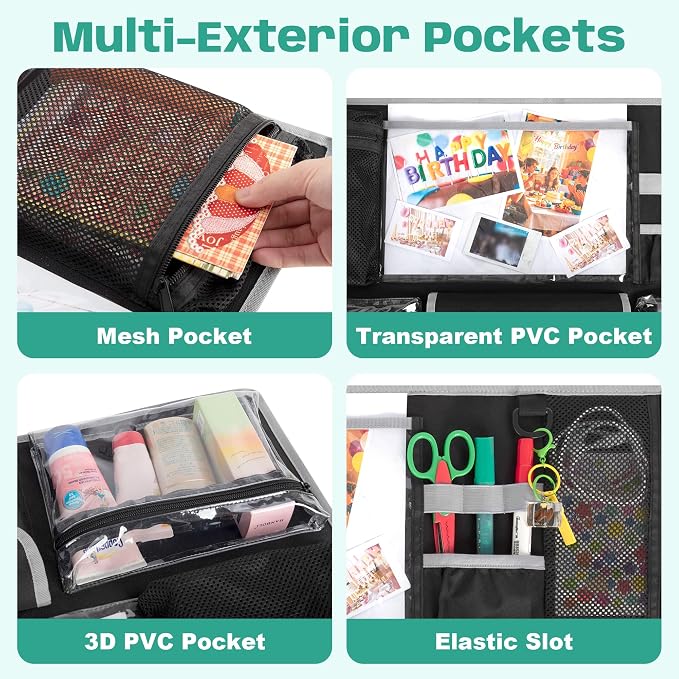 PGmoon 30” L X 17.5” W Camp Trunk Lid Organizer for Summer Camp, College, Travel, Storage with Multiple Pockets (Bag Only)
