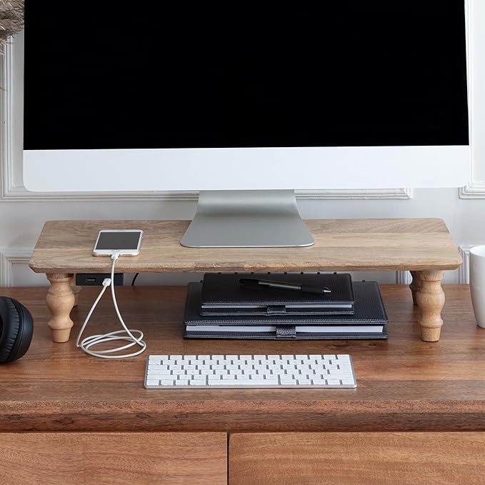 Anji Mountain Monitor Stand - Desktop Organizer & Laptop Riser, Ergonomic Monitor Riser, Space-Saving Monitor Stand for Desk, Durable Construction, Easy Assembly, Ideal for Home & Office,Mango